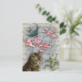 Vintage Orchid Collage Postkarte (Stehend Vorderseite)
