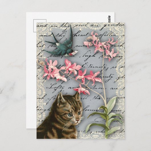 Vintage Orchid Collage Postkarte (Vorne/Hinten)