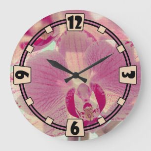Vintage, Orchidee Große Wanduhr