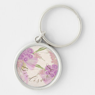 Vintage-Orchidee-Ombre-Bogen und -Bouquet-Brautjun Schlüsselanhänger