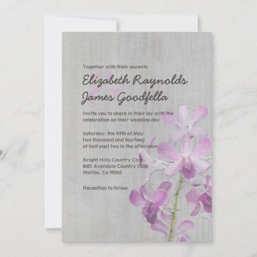 Vintage Orchideenhochzeit Einladung (Vorderseite)