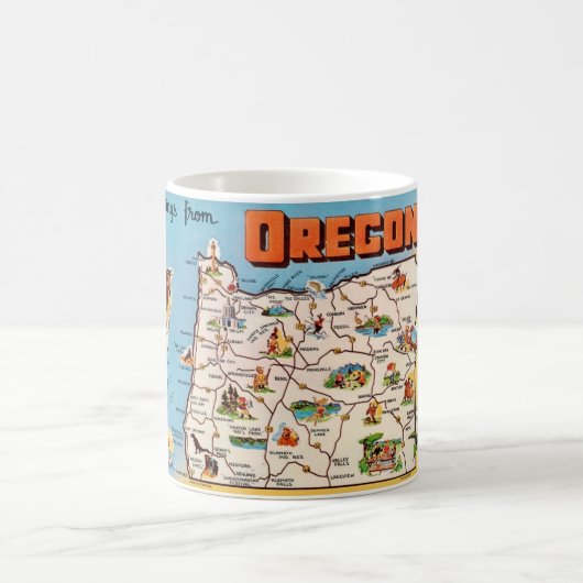 Vintage-Oregon-Karten-Tasse Kaffeetasse (Mittel)