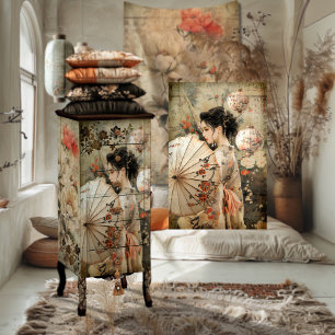 Vintage-Oriental-Geisha-Porträtkunst Seidenpapier