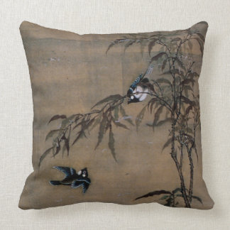 Vintage orientalische japanische Malerei von zwei Kissen