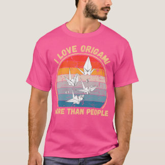 Vintage Origami Ich liebe Origami mehr als Mensche T-Shirt