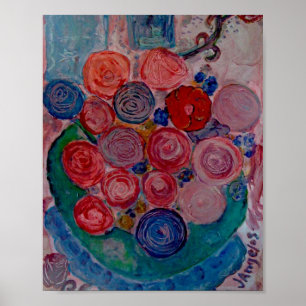 Vintage Original Print Blume Table Cat Window XO Poster