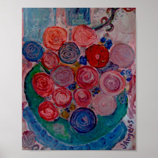 Vintage Original Print Blume Table Cat Window XO Poster