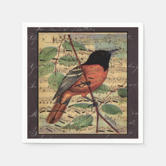 Vintage Oriole-Musik Serviette (Vorderseite)
