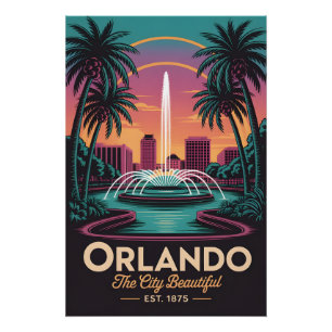 Vintage Orlando Florida City Beautiful Retro Reise Poster