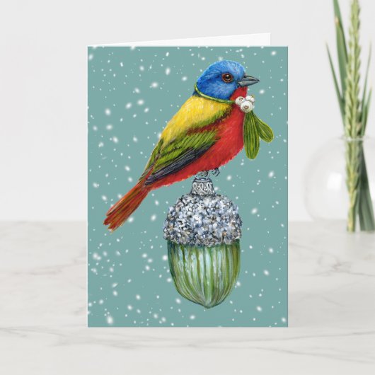 Vintage Ornament mit gemalteter Urlaubskarte Karte (Vorderseite)