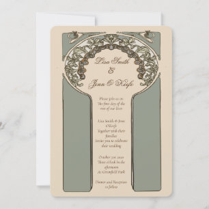 Vintage-Ornamentale Mucha-inspirierte Hochzeit Einladung