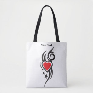 Vintage Ornamentalherz mit floraler Tattoo-Kunst Tasche