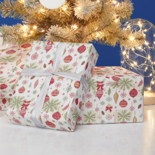 Vintage Ornamente Botanik Weihnachten Geschenkpapier