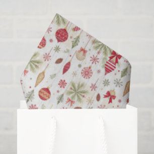 Vintage Ornamente Botanik Weihnachten Seidenpapier