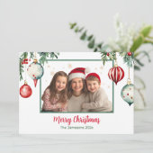 Vintage Ornamente Foto Weihnachtskarte Feiertagskarte (Stehend Vorderseite)