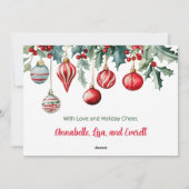 Vintage Ornamente Foto Weihnachtskarte Feiertagskarte (Rückseite)