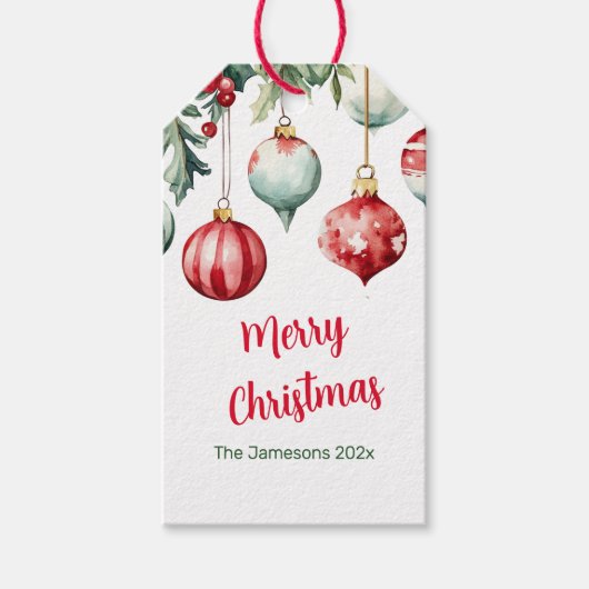 Vintage Ornamente Frohe Weihnachtsgeschenke Tag Geschenkanhänger (Vorderseite)