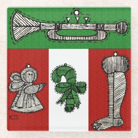 Vintage Ornamente Glasuntersetzer (Vorderseite)