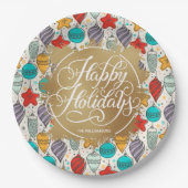 Vintage Ornamente Gold Imitate Olivenweg Pappteller (Vorderseite)