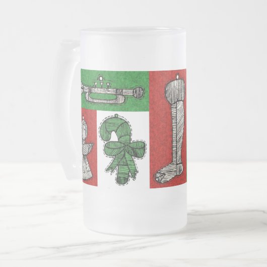 Vintage Ornamente Mattglas Bierglas (Vorderseite Links)