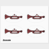 Vintage Ornamente Ovaler Aufkleber (Blatt)