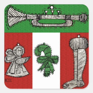 Vintage Ornamente Quadratischer Aufkleber