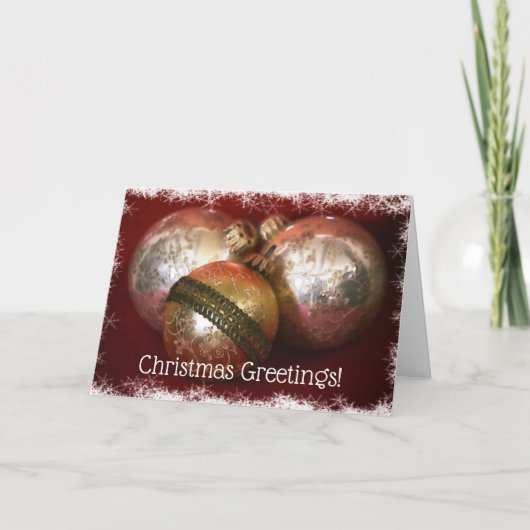 Vintage Ornamente SchneeballWeihnachtskarte Karte (Vorderseite)