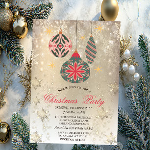 Vintage-Ornamente-Schneeflocken-Gold-Party Einladung