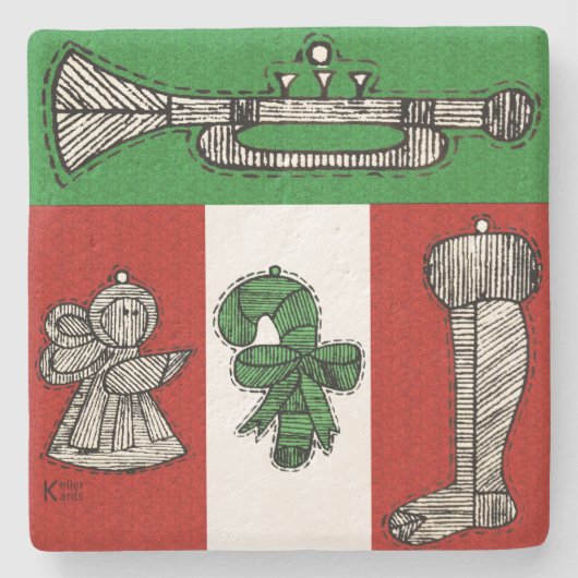 Vintage Ornamente Steinuntersetzer (Vorderseite)