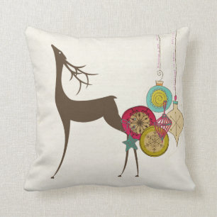 Vintage Ornamente und Hirsch Feiertags-Kissen Kissen