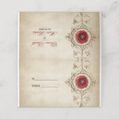 Vintage Ornamente und Rote Rose Platzkarte (Außenseite Aufgefaltet)
