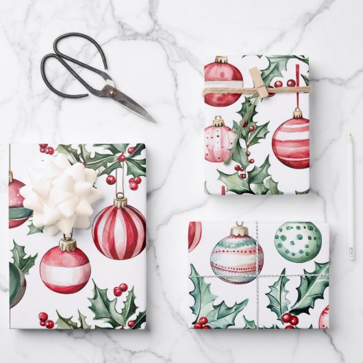 Vintage Ornamente Weihnachten Geschenkpapier Set (Vorderseite)