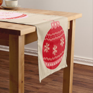Vintage Ornamente Weihnachten Kurzer Tischläufer