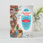 Vintage Ornamente Weihnachten Party Einladung (Stehend Vorderseite)