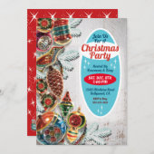 Vintage Ornamente Weihnachten Party Einladung (Vorne/Hinten)