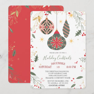 Vintage Ornaments Branches Company Weihnachten  Einladung