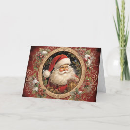 Vintage Ornate Santa Claus Christmas Feiertagskarte