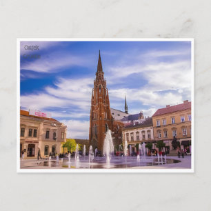 Vintage Osijek Kroatien Stadt Kathedrale Postkarte