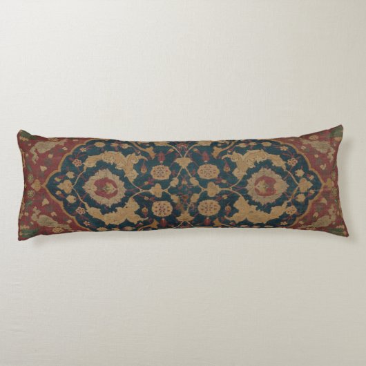 Vintage Ostasian Red Pattern Seitenschläferkissen (Rückseite)