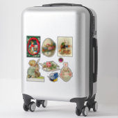 VINTAGE OSTBUNNEN, BLUME, HUNDEN UND EIER AUFKLEBER (Koffer)