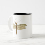 Vintage Ostdobsonfly-Illustration Zweifarbige Tasse (Vorderseite Links)