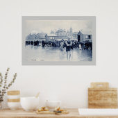 Vintage Ostend-Badezene, Standardgröße 36x24 Poster (Küche)