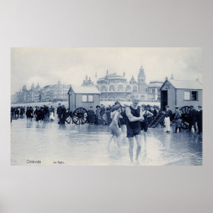Vintage Ostend Badezimmerlandschaft, Casino im Hin Poster
