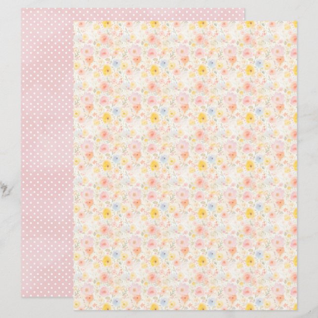 Vintage-Oster-Blumen-Hintergrund-Scrapbook-Papier (Vorne/Hinten)