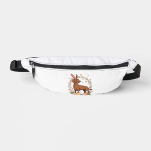 Vintage-Oster-Dachshund-Hase-Hund mit floralem Ei Bauchtasche