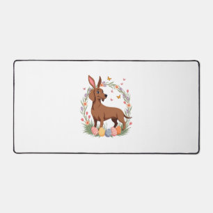 Vintage-Oster-Dachshund-Hase-Hund mit floralem Ei Schreibtischunterlage