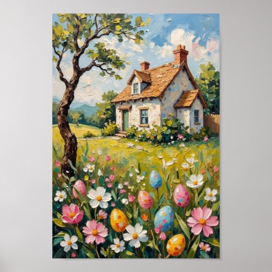 Vintage-Oster-Landhaus-Kunst Poster (Vorne)