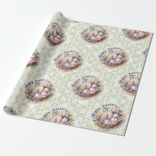 Vintage-Oster-Taube Blumen Eier. Geschenkpapier