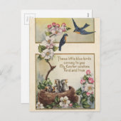Vintage Osterblauvögel und Nestgrüße Feiertagspostkarte (Vorne/Hinten)