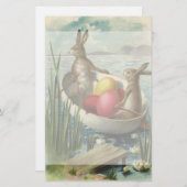 Vintage Osterbrunnen in einem Boot mit Ostereiern Briefpapier (Vorne/Hinten)